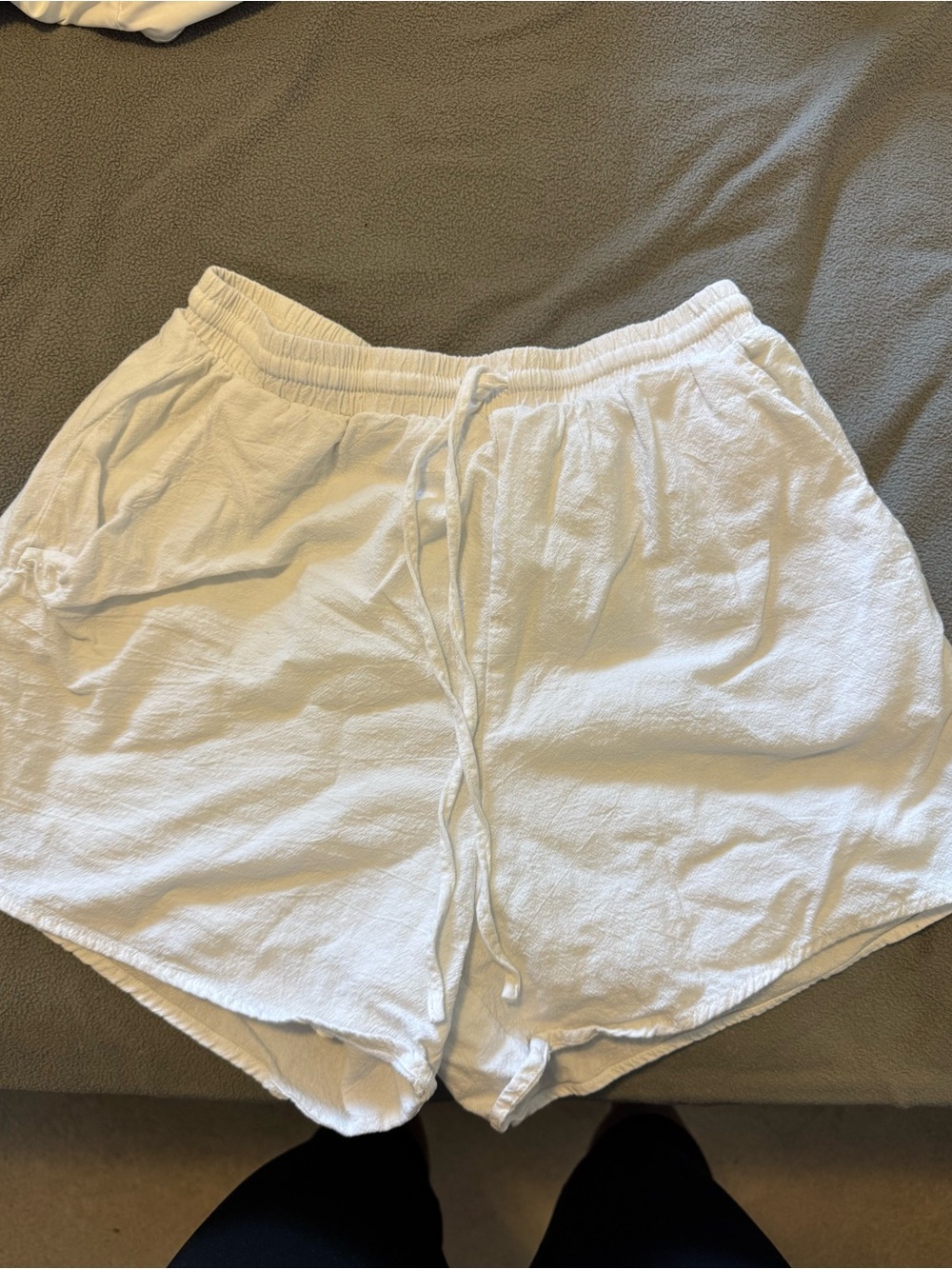 Casual White Women's Drawstring Shorts